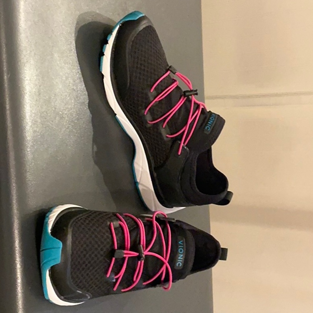 Vionic Black Sneakers with Pink and Blue Accents